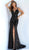 Jovani - 60292 Plunging Sweetheart Sequined High Slit Gown in Black
