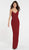 Alyce Paris - 60292 V-Neck Spaghetti Strap Shimmer Jersey Evening Dress - 1 pc Wine in Size 2 Available