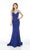 Alyce Paris - 60293 Sleeveless V Neck Jersey Mermaid Gown - 1 pc Navy in Size 0 Available