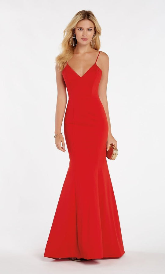 Alyce Paris - Sleeveless V Neck Jersey Mermaid Gown 60293 In Red