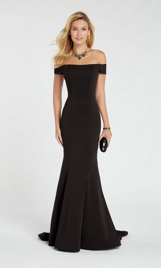 Alyce Paris - 60294 Off Shoulder Luxe Jersey Evening Gown In Black