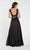 Alyce Paris - 60299 Two Piece Scalloped Plunging V Neck Gown In Black and Neutral