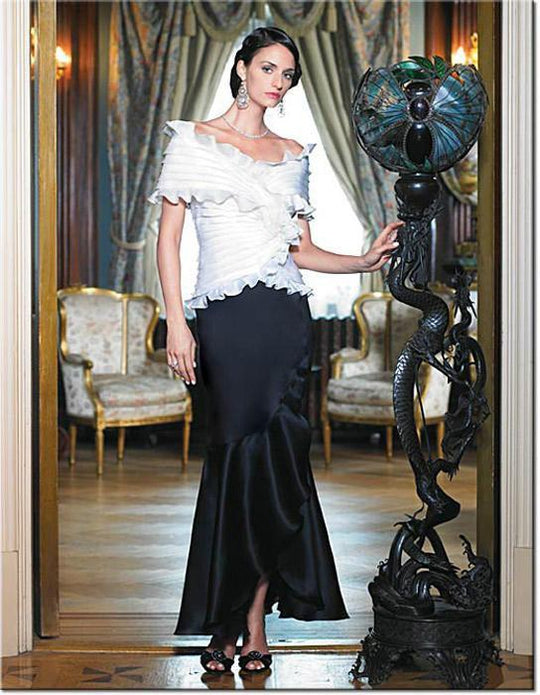 Ruffled Off Shoulder Evening Gown 6029