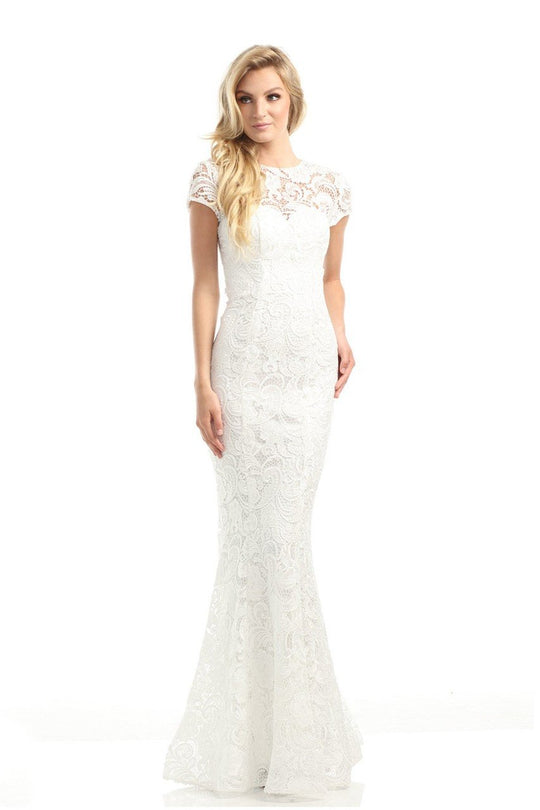 Johnathan Kayne - 6029 Battenberg Lace Mermaid Gown  in White