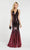 Alyce Paris - 60301 Sequined Plunging Halter Mermaid Gown In Black and Red