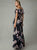 Cachet - 59433 Off Shoulder Floral Print High Slit Gown In Black and Floral