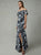 Cachet - 59689 Floral Off Shoulder Ruffled High Slit Gown In Black and White
