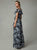 Cachet - 59689 Floral Off Shoulder Ruffled High Slit Gown In Black and White