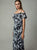 Cachet - 59689 Floral Off Shoulder Ruffled High Slit Gown In Black and White