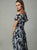 Cachet - 59689 Floral Off Shoulder Ruffled High Slit Gown In Black and White