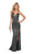 Alyce Paris - 60304 Sequined Deep V-neck Trumpet Dress in Black
