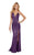 Alyce Paris - 60304 Sequined Deep V-neck Trumpet Dress in Purple