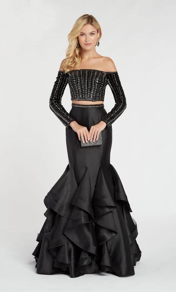 Alyce Paris - 60309 Two Piece Embellished Ruffled Mermaid Dress In Black