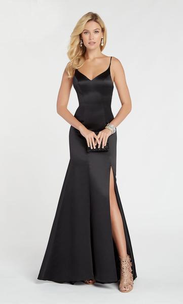 Alyce Paris - 60311 V-neck Luxe Silk Satin Trumpet Dress In Black