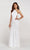 Alyce Paris - 60312 Beaded Cross Back Halter Stretch Crepe Trumpet Dress In White