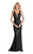 Alyce Paris - 60315 Embellished Deep V-neck Trumpet Dress in Black