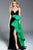 60319 Ruffled Sash Accented High Slit Velvet Gown