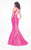 Rachel Allan  - 6031 Lace Halter Mermaid Dress in Pink