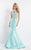 Rachel Allan  - 6031 Lace Halter Mermaid Dress in Green