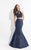 Rachel Allan  - 6031 Lace Halter Mermaid Dress in Blue