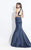 Rachel Allan  - 6031 Lace Halter Mermaid Dress in Blue