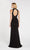 Alyce Paris - 60320 Diamond Lace High Neck Jersey Trumpet Dress In Black