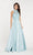 Alyce Paris - 60334 Lace High Halter Satin A-line Dress In Blue