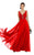 Alyce Paris - 60322 Diamond Lace Deep V-neck Chiffon A-line Dress in Red