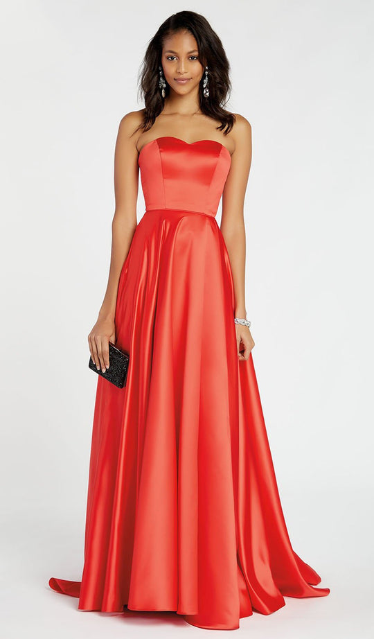 Alyce Paris - 60326 Strapless Sweetheart Silk Satin Gown In Red