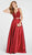 Alyce Paris - 60330 Two Piece Lace Deep V-neck Mikado A-line Dress In Red