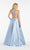 Alyce Paris - 60331 Halter Lace Appliqued Mikado Racerback Prom Gown In Blue