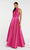 Alyce Paris - 60331 Halter Lace Appliqued Mikado Racerback Prom Gown In Pink and Red