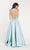 Alyce Paris - 60334 Lace High Halter Satin A-line Dress In Blue