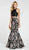 Alyce Paris - 60335 Two Piece High Halter Jacquard Mermaid Dress In Black