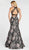Alyce Paris - 60335 Two Piece High Halter Jacquard Mermaid Dress In Black