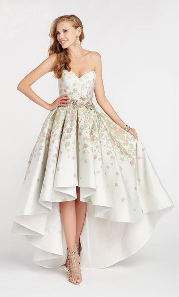 Alyce Paris - 60340 Beaded Sweetheart Brocade High Low A-line Dress In Neutral