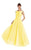 Alyce Paris - 60339 Sleeveless Bateau Neck Flowy Jacquard A-line Dress In Yellow