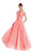 Alyce Paris - 60339 Sleeveless Bateau Neck Flowy Jacquard A-line Dress In Orange