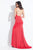 Rachel Allan  - 6033 Fitted Sweetheart Gown with Slit in Red