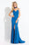 Rachel Allan  - 6033 Fitted Sweetheart Gown with Slit in Blue