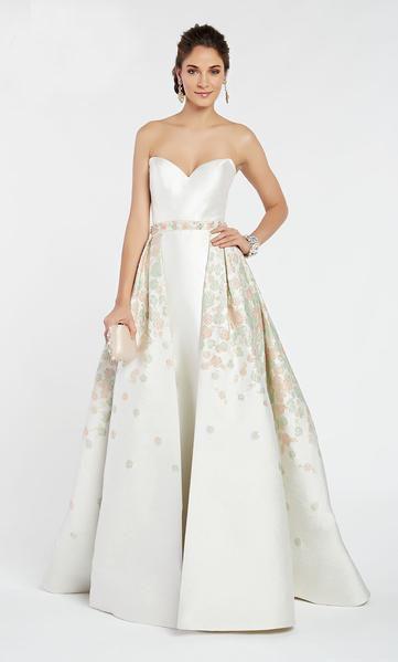 Alyce Paris - 60341 Strapless Sweetheart Brocade Pleated A-line Dress In Neutral