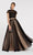 Alyce Paris - 60356 Two Piece Two Tone Lace Tulle Pleated A-line Dress In Black and Neutral