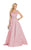 Alyce Paris - 60343 Beaded V-neck Brocade A-line Dress With Train in Pink