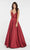 Alyce Paris - 60345 Sleeveless Low V Neck Illusion Mikado A-Line Gown In Red