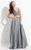 Rachel Allan  - 6034 Two Piece Beaded Chiffon A-line Dress in Gray