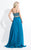 Rachel Allan  - 6034 Two Piece Beaded Chiffon A-line Dress in Blue and Green