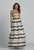 Dave & Johnny - A6034 Strapless Beaded Striped Evening Gown in Black and White