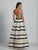 Dave & Johnny - A6034 Strapless Beaded Striped Evening Gown in Black and White
