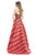 Johnathan Kayne - 6034 Striped Straight Across Ballgown in Red and Black