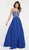 Alyce Paris - 60351 Beaded Strapless Sweetheart Chiffon Gown In Blue and Silver